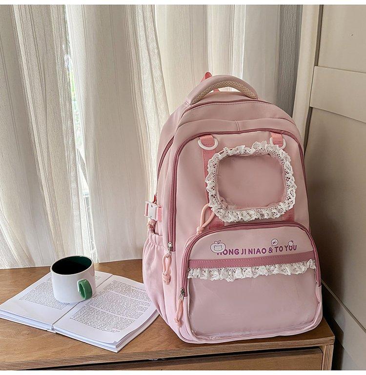 Schoolbag cute lace girl schoolbag junior high school high school girl transparent pain bag backpack college student large capacity backpack women