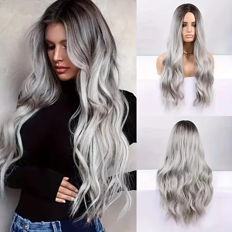Zwarte Kleur Langdurige Synthetische Pruik 26inches gray