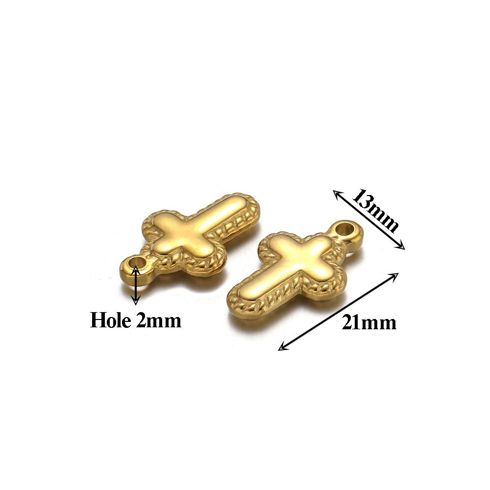 5pcs Stainless Steel 18k Pvd Gold Plated Cross Charms Pendant for DIY Jewelry Boho Necklace Earrings Making Bracelet Supplies
