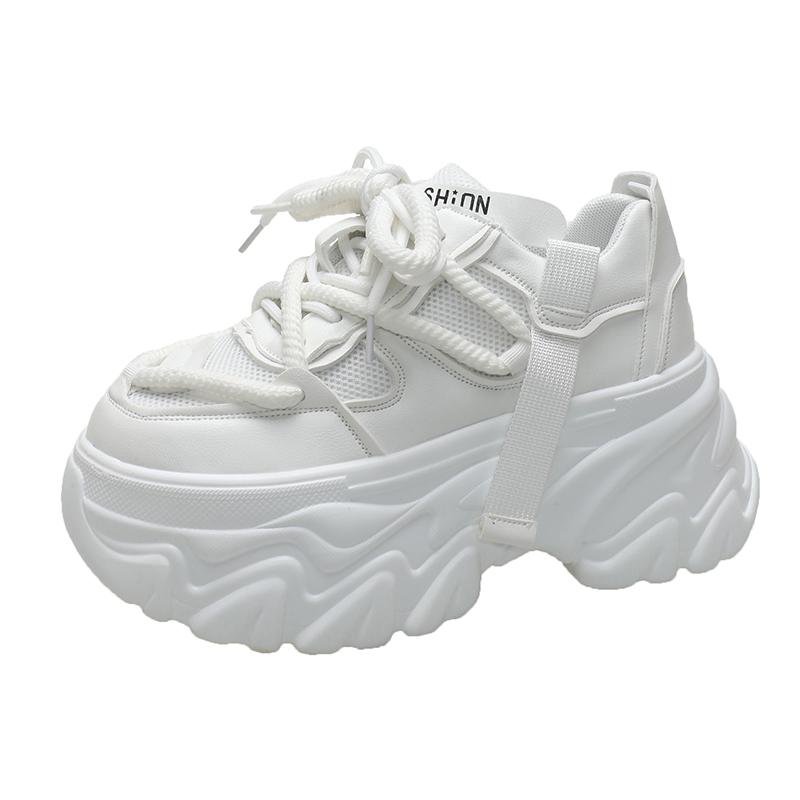 Fashion Women Platform Casual Breathable Mesh Shoes 2024 New Summer Chunky Sneakers 8CM Wedges Hidden Heels Hollow Leisure Shoes Woman