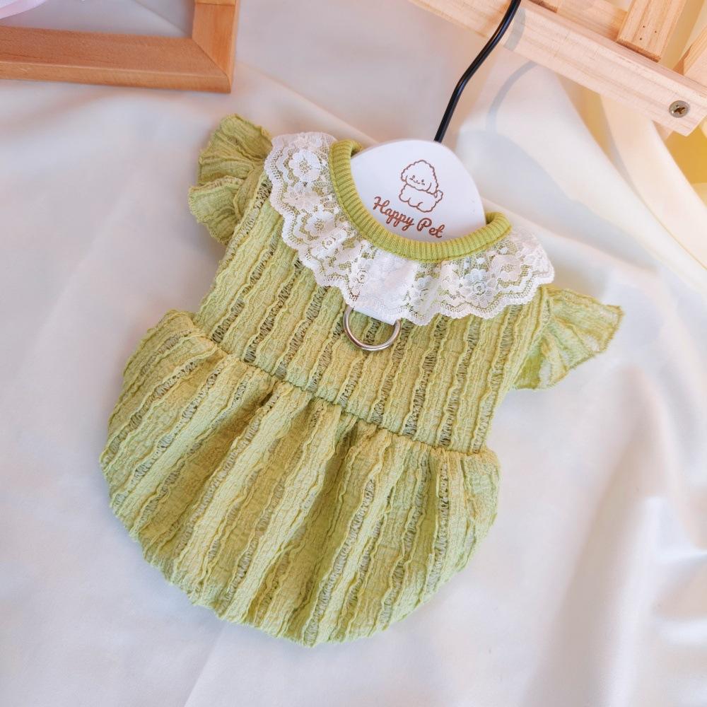 Pet Spring Flower Bud Skirt Thin Breathable Princess Style Tank Top with Mushroom Lace Top Dog Clothes for Small Dogs