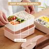 1400ML Plastic Lunch Box With Fork and Spoon 3 Compartment Single-layer  proof Reusable Crisper Portable Sealed   Box for Adults Kids Home Scho