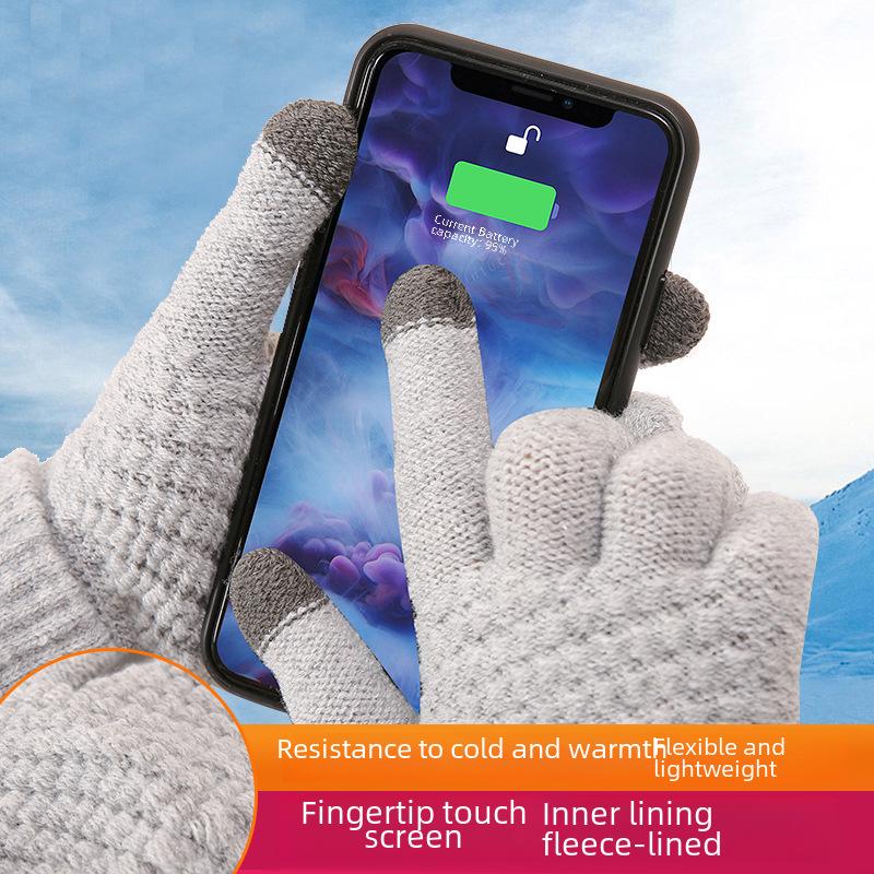 Women's and Men's Touchscreen Winter Gloves with Pineapple Pattern - Thick, Warm, Velvet-Lined, Wool, Cotton, Cold-Proof for Cycling.