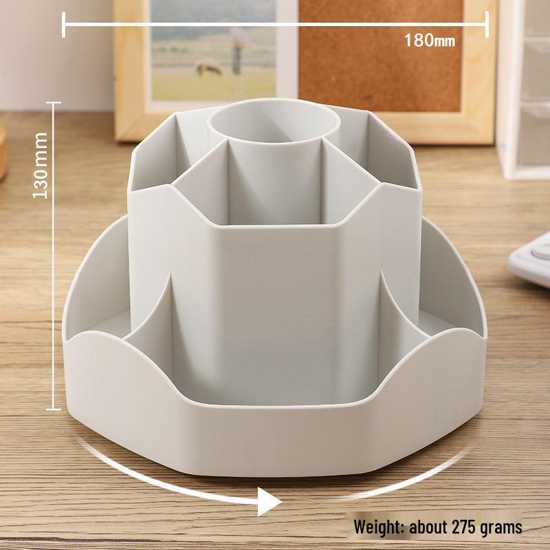 Elegant Rotating Nine-Grid Large-Capacity Pen Holder for Office & Student Desks серый