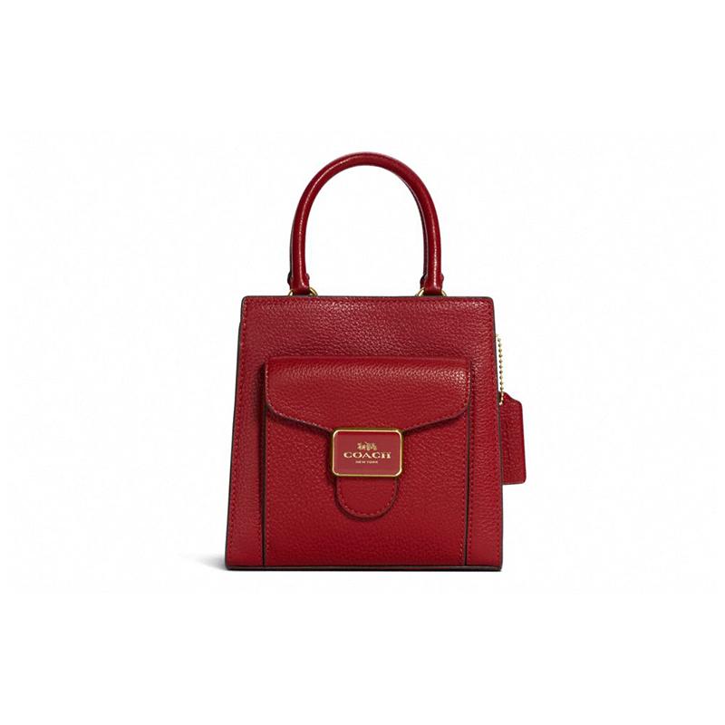 New COACH Pepper Woolen Small Square Bag, One Shoulder Handbag Trumpets Women's Red C6778-IMF8Q