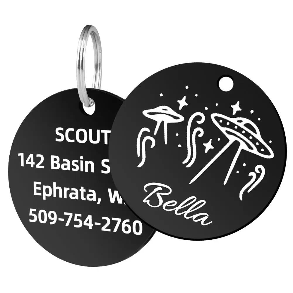 

Personalized Anti-lost IDTag Stainless Steel Keychians Pet Dog Engraved Keyrings Collar Pendant Accessory Puppy Cat Tel Add T3M1