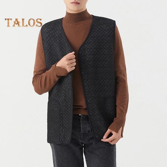 Men Waistcoat V-Neck Sleeveless Single-Breasted Vest Coat Solid Color Velvet Lined Warm Vest Jacket with Pockets