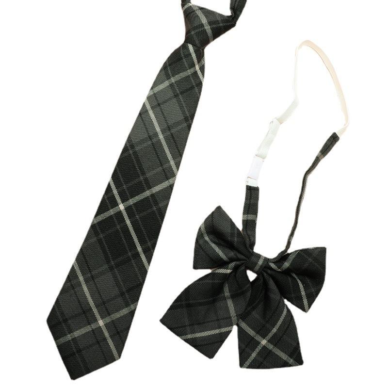 Jk Free Tie Necktie Set Bow Tie College Style Korean Version Professional Wear Jk047 Soot Plaid Tie Necktie