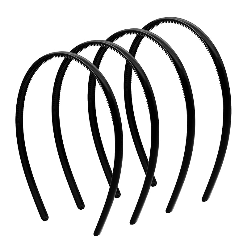 Plastic Thin Skinny Headbands - Headbands for Women - Plain Headband for Girls DIY - Hair Bands Teeth Comb Headband Halloween Comb - Black чёрный