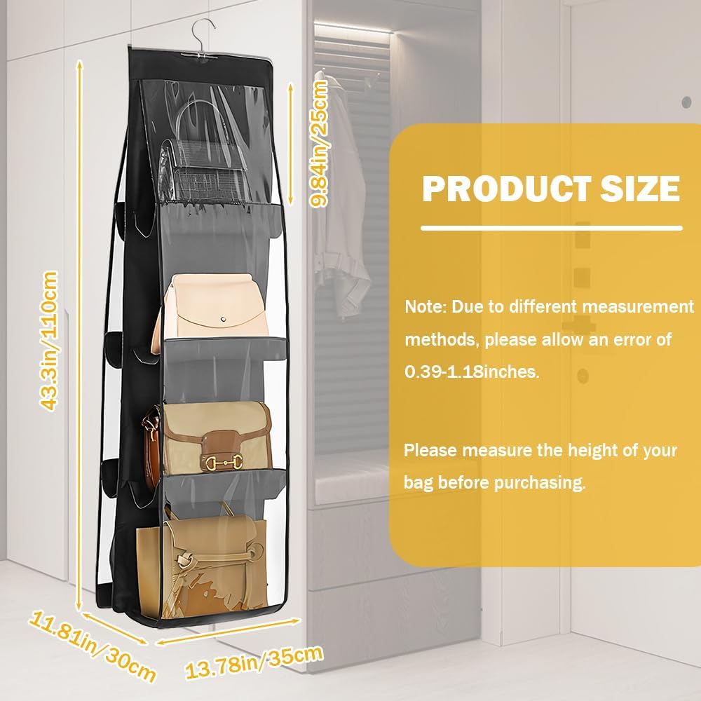 

Handbag Hanging Organizer With 6/8 Pockets Multifunctional Foldable Oxford Cloth Handbag Storage Bag For Family Closet Bedroom