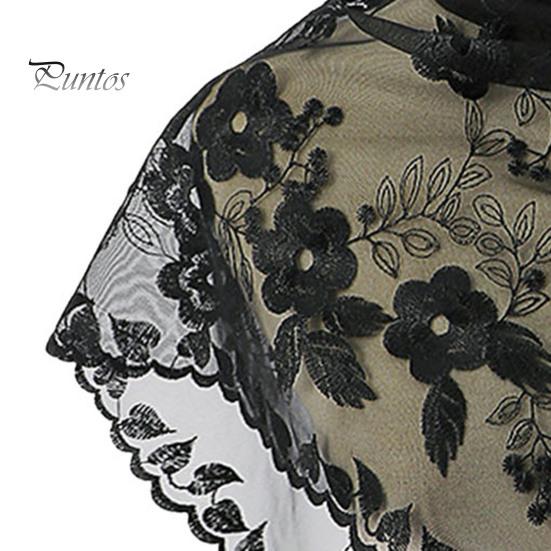 Triangle Scarf Lace Satin Shawl Scarf Hollow Embroidery Flower Pattern Beach Sun Protection Shawl Women Daily Wear