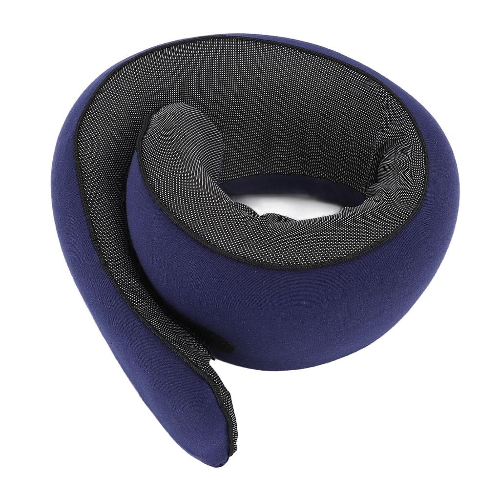 Neck Pillow Foldable Breathable Polyester Fiber Portable Memory Foam Travel Neck Pillow Navy Blue