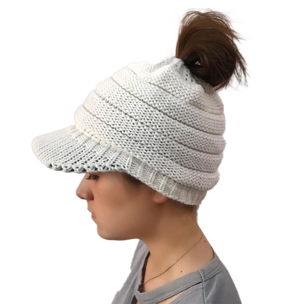 Popular, knitted ponytail hat without CC labeling duck tongue brim