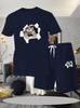 European Summer Men's Casual Shorts & T-Shirt Set - Digital Print Sportswear