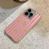 Phone Case For Iphone 12 15 Plus 14 17 Air 11 Pro Max 13 16 Pink Striped Lemon Pink Skin Friendly Raised Lens Anti Scratch Cover