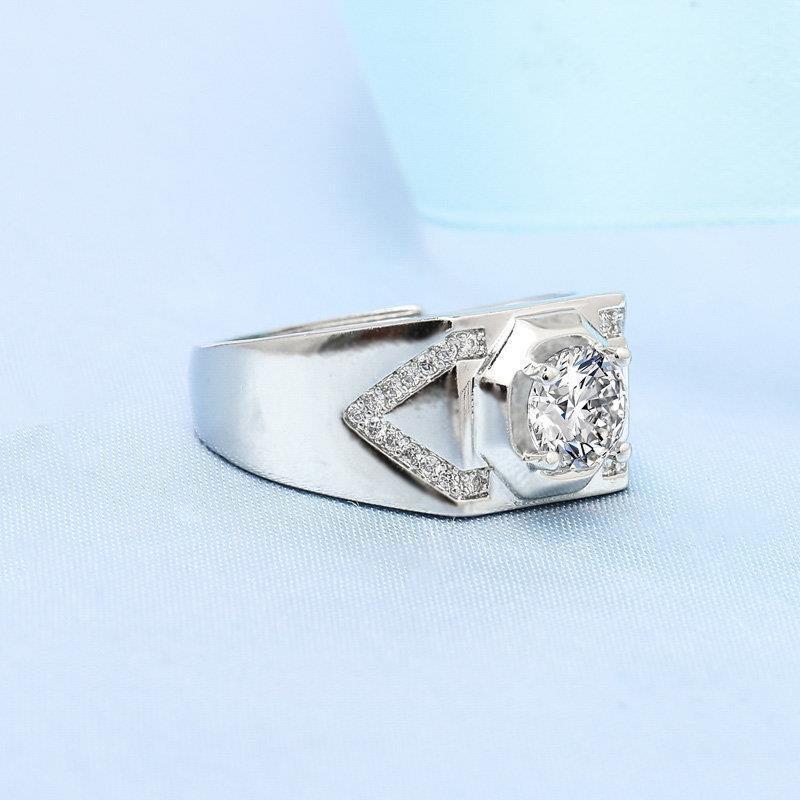 New Live Ring Imitation Mozzarella Diamond 1 Carat Men's Fashion Personality Boss Wedding Ring Jewelry