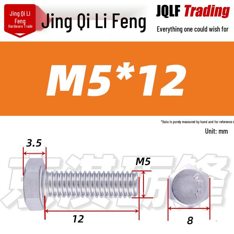 201 Stainless Steel Hex Head Full Thread Bolt: Wear & Corrosion Resistant, M4-M14 for Aerospace Machinery