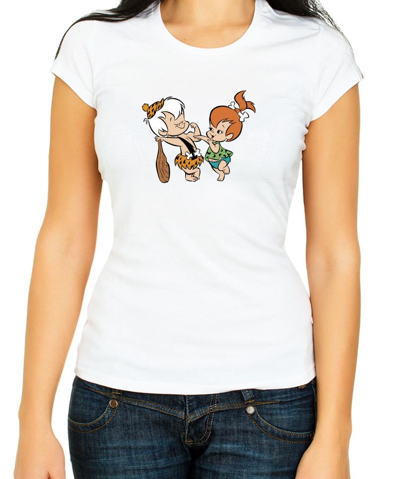 

The Flintstones characters White / Black Women s 3/4 Short Sleeve T-Shirt L018 L
