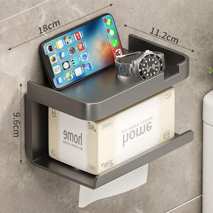 No-drill Adhesive Wall Mounted Toilet Paper Holder with Storage Shelf