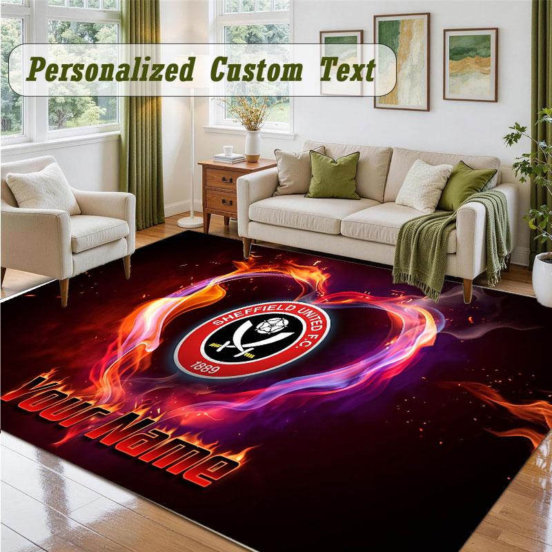 Crystal Velvet Square Rug Custom NameSheffield United FC Pattern Non Slip Home Floor Decor Rug