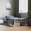 Vidaxl Metal Bed Frame with Headboard and Footboard, White, 107X203 Cm