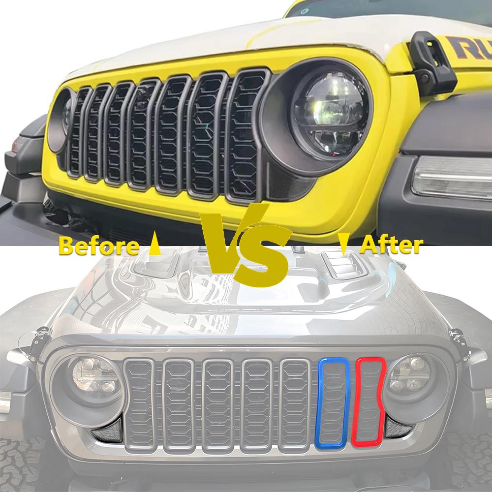 Voorbumper Stofkap Grille-inzetstukken Afdeklijst voor Jeep Wrangler JL Rubicon 2026 2026 Autostyling Exterieuronderdelen Accessoires