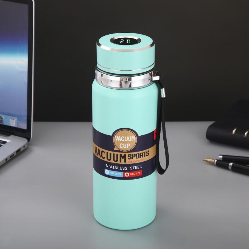 

Stainless Steel Insulated CupHandle Cat s Eye Sports Water Bottle Double-layer Vacuum Smart Sun Pot smart 600ML світло-зелений колір