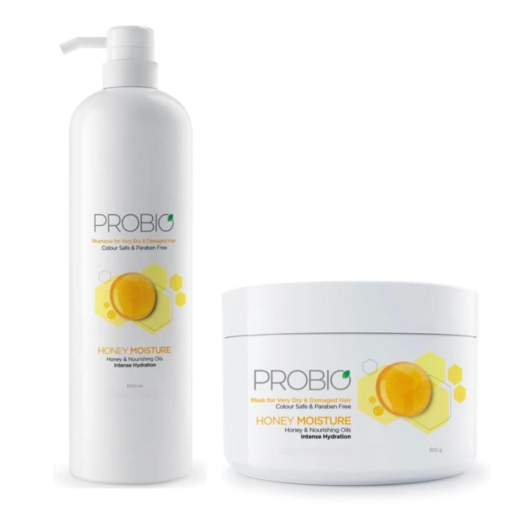God-Rej Probio Honey Moisture Shampoo 1000ml and Mask 500g Combo, For Dry & Damaged Hair, No Paraben, With Honey & Nourishing Oil