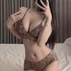 Damen Sommer Dünn Sexy Leopardenmuster Kleine Brust Gegathered Dreieckiger Cup Rücken Spurlos Unterwäsche