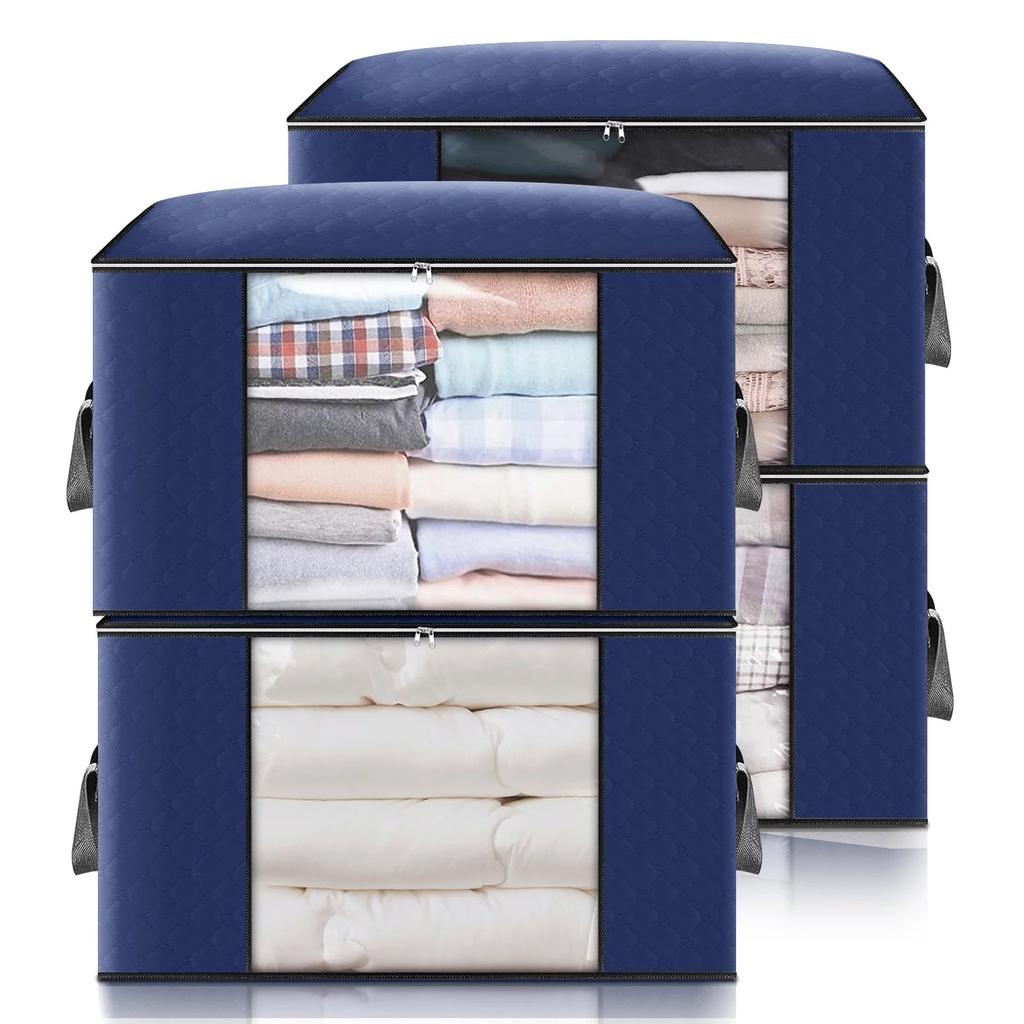 Large Storage Bags,  Clothes Storage Bins Foldable Closet Organizers Storage Containers for Clothing Blanket Comforters Bed Sheets Pillows and Toys