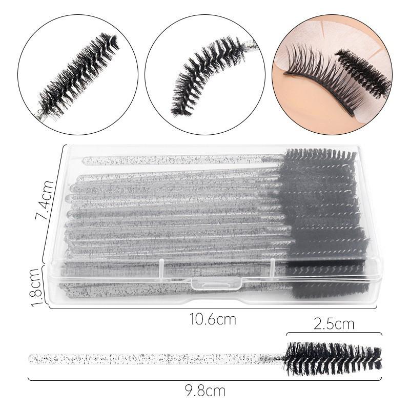 50-Pack Disposable Eyelash & Eyebrow Brushes with Crystal Rods