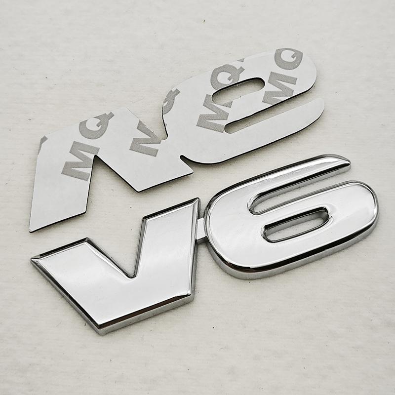 3D Metal Car Styling V6 Engine Logo Front Grille Badge Rear Trunk Emblem Side Fender Sticker Car Body Auto Exterior Accessories