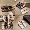Large size flat low soft sole shallow mouth women's single shoes 2025 Mary retro student square head versatile pregnant women's light shoes