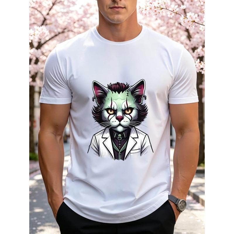 European sizes Men s Printed Short-sleeve T-shirt, Breathable Summer Half-sleeve Top. Stylish and Casual S