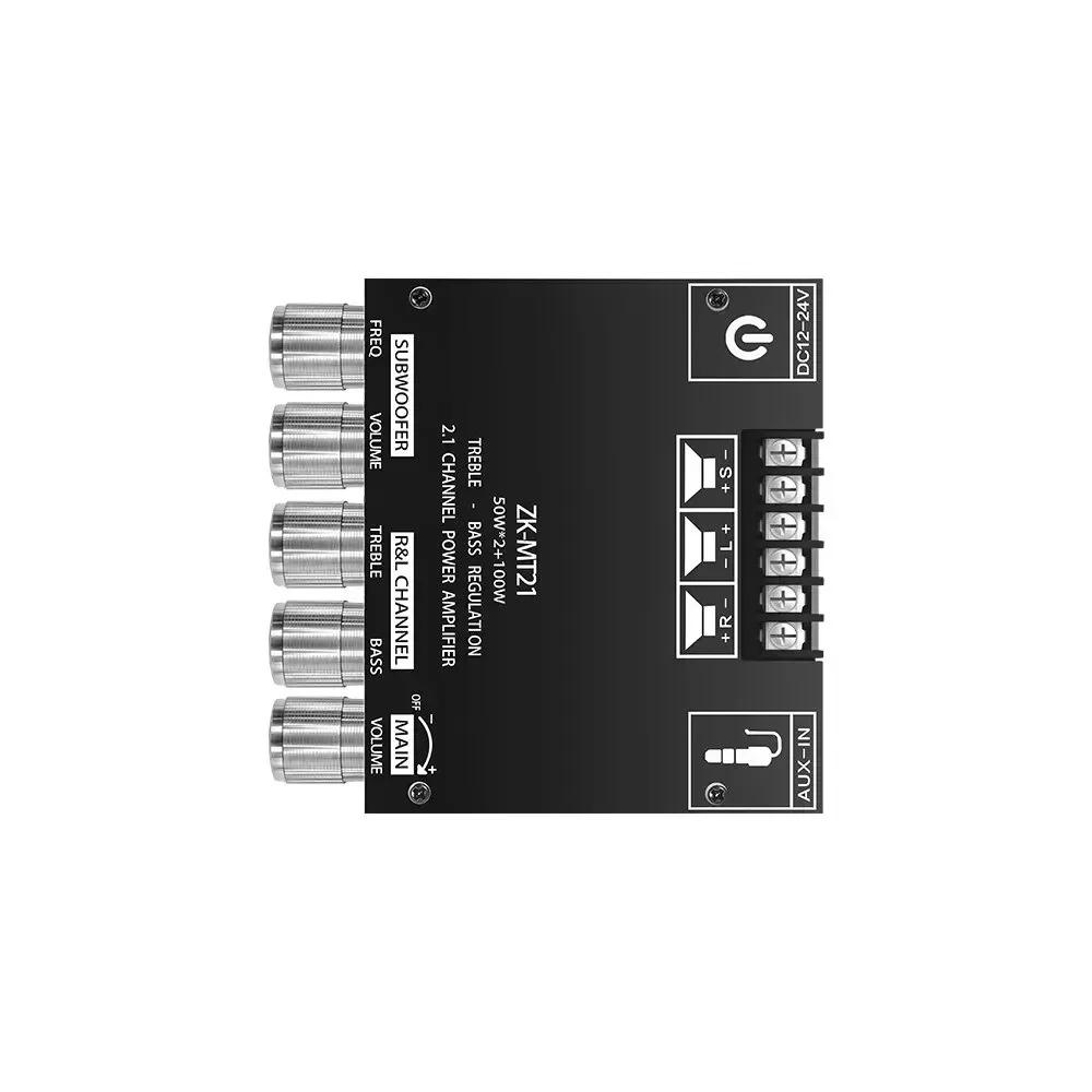 Bluetooth 5.0 Power Amplifier ZK-TB21 Amplifier ZK-MT21 Circuit Board 50W×2+100W Power 2.1 Channel Stereo Subwoofer Module