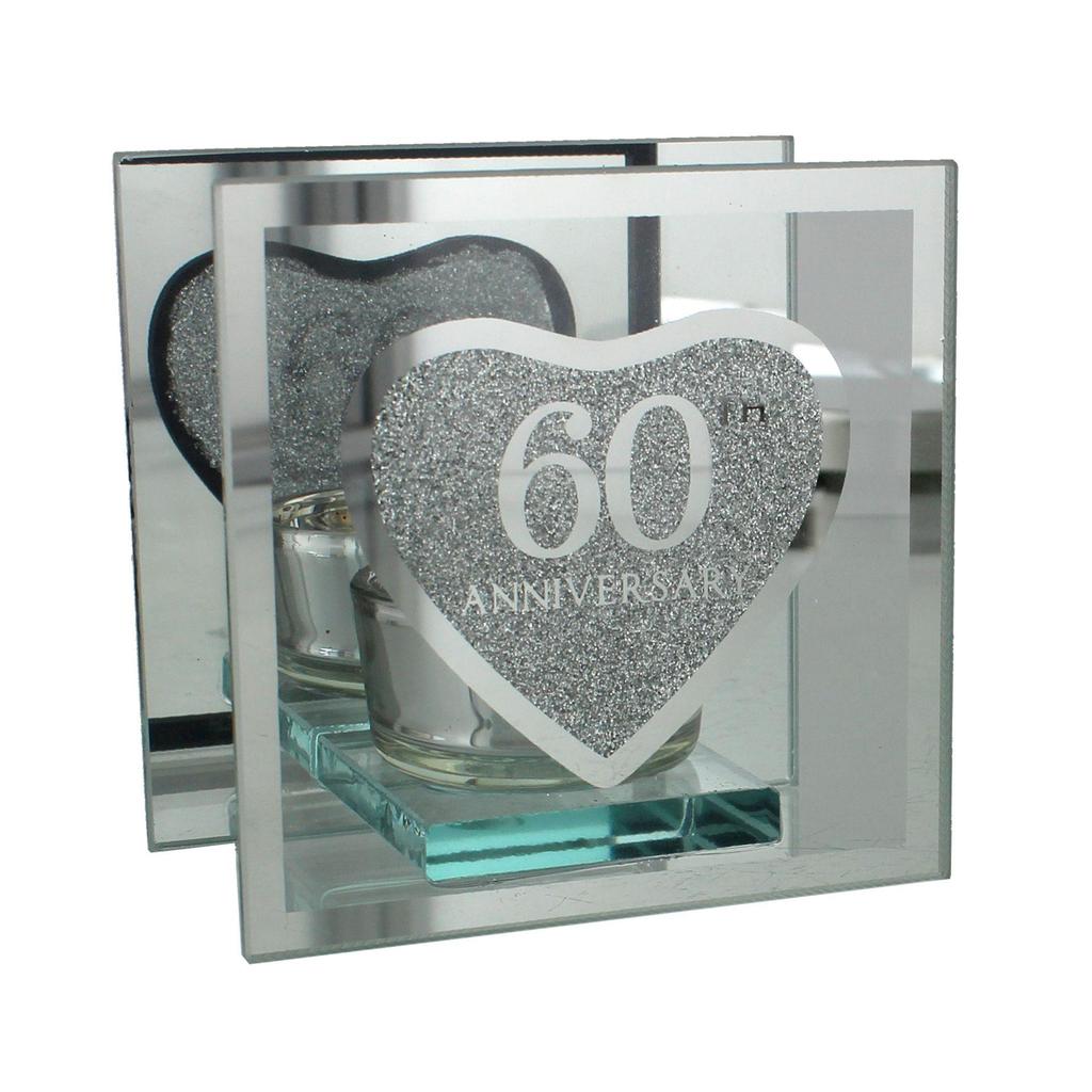 Celebrations Glass 60th Anniversary Tea Light Holder