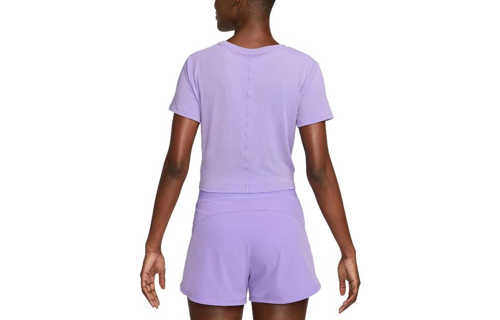 Nike Dri-FIT One Luxe Logo Crewneck Twist-Front Pullover T-Shirt Purple DD4922-567