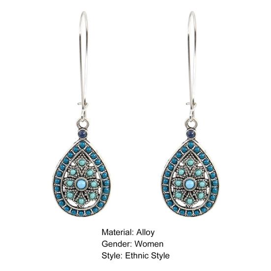1 Pair Women Earrings Waterdrop Shape Ethnic Style Bohemia Elegant Drop Earrings for Dating