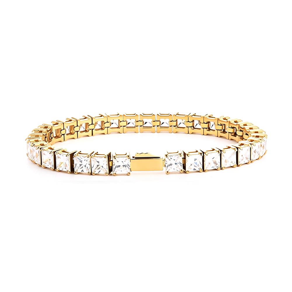 Multi-colored fashionable 4mm wide tennis chain, zircon sparkling hip-hop style exquisite jewelry bracelet for men and women