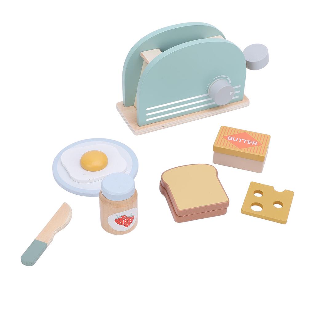 Wooden Toaster Play Set Kids Play Toaster Accessory Set Educational Parent Child Interactive Toy