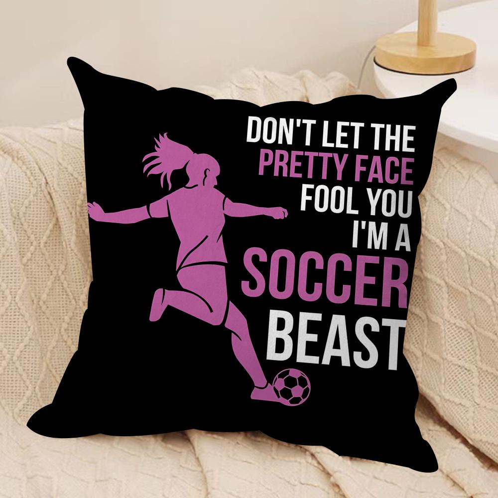 Soccer Lover Football Cushion Cover Soft Plush Fabric DoubleSided Printed Cushion Covers for All Seasons Modern HomeDecor Gift
