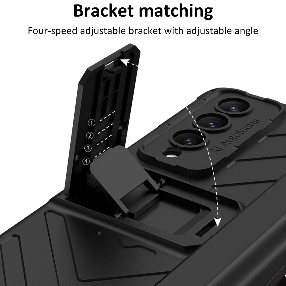 Pouzdro na pero Magnetic Folding Armor Slide pro Samsung Galaxy Z Fold 4 5g s nastavitelným držákem Plný ochranný kryt proti pádu