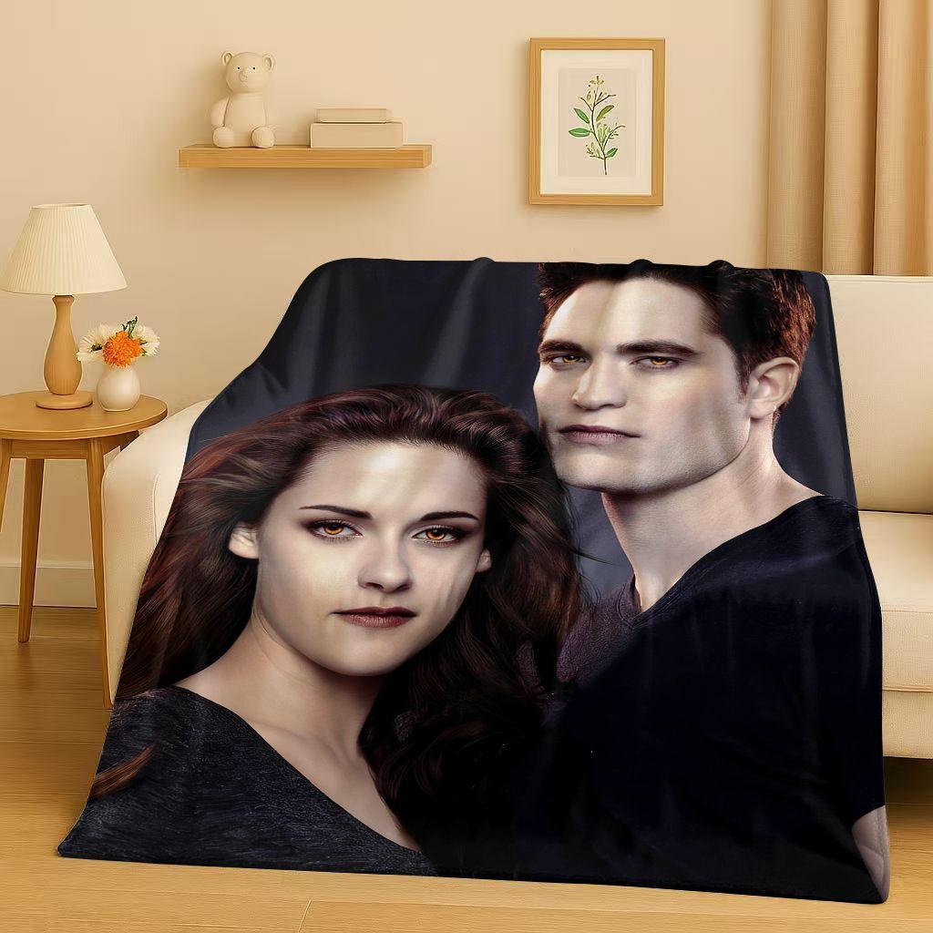 3D Twilight Saga Bella Edward Vampire Movie Flannel Blanket,Ultra Soft Warm Plush Throw for Home Bedroom Bed Sofa Cover Camping