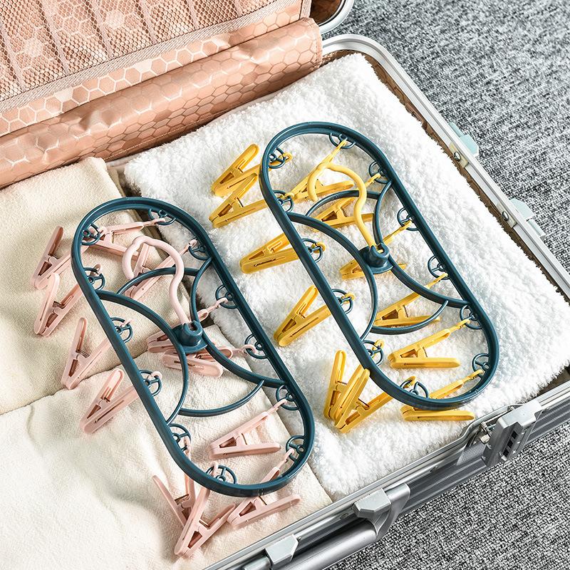 12-clip Multi-functional Hanger Windproof Clothespin Dormitory Home Student Clothespin Sock Rack Drying Hanger Inside The Hanger