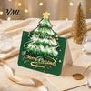 Festive Gift Cards for Relatives Friends 10 Pcs 3D Christmas Tree Greeting Cards, Holiday Postcards Decorative Bulk New Year, Winter Xmas Party