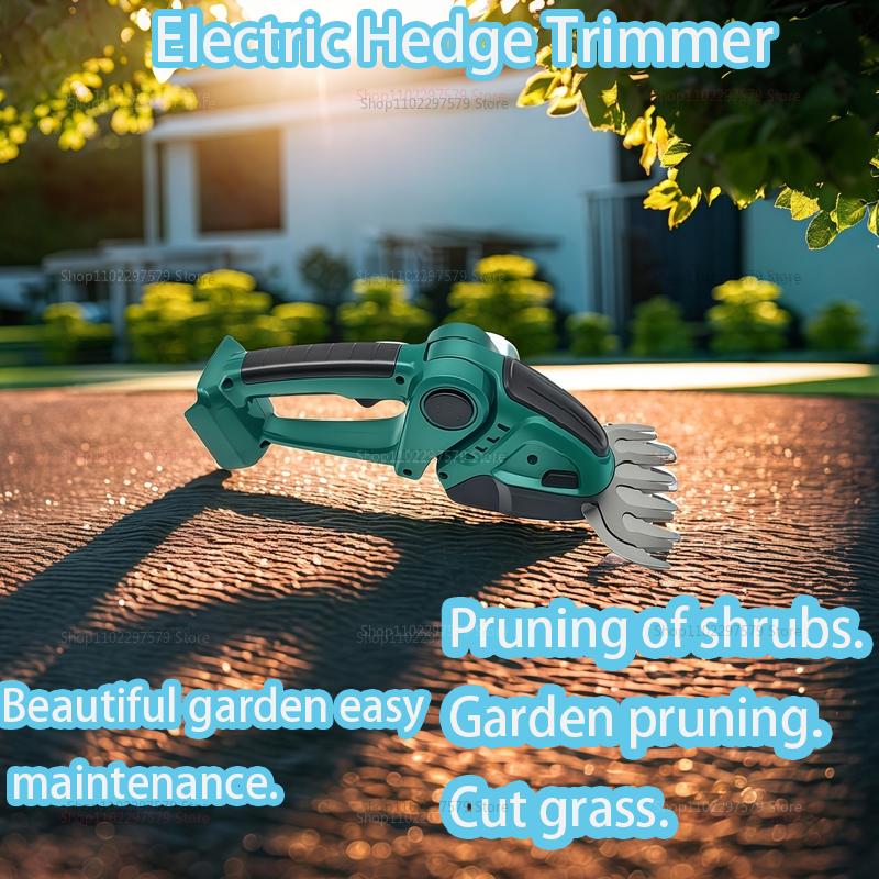 2 in 1 Cordless Electric Hedge Trimmer Rechargeable Handheld Garden Tool for Shrubs Bushes Weeding Pruning Lawn Mower