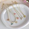 3Pcs/Set Summer Colorful Starfish Pendant Pearl Multi Layer Chain Choker Necklace For Women Seaside Beach Vacation Accessories