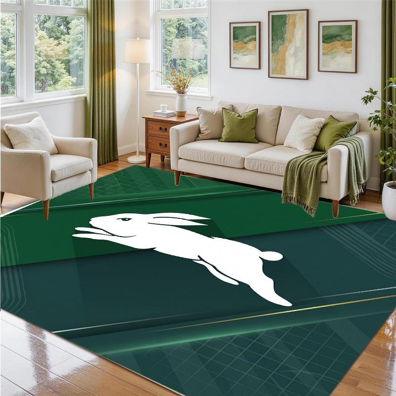 South Sydney Rabbitohs Design Crystal Velvet Rug Soft Decorative Mat for Bedroom Entrance