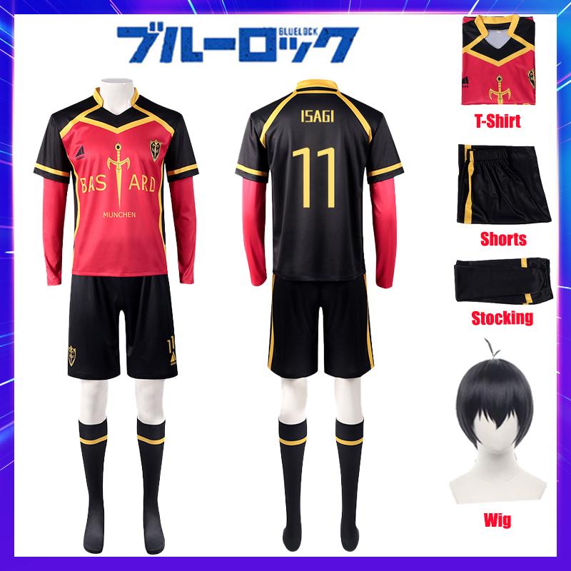 

Аніме Blue Lock Костюм для косплею Кайзер Несс Ісагі Курона Хіорі Футбольна форма Перука Бастард Мюнхен Німецька команда Червоно-чорна Джерсі S червоний