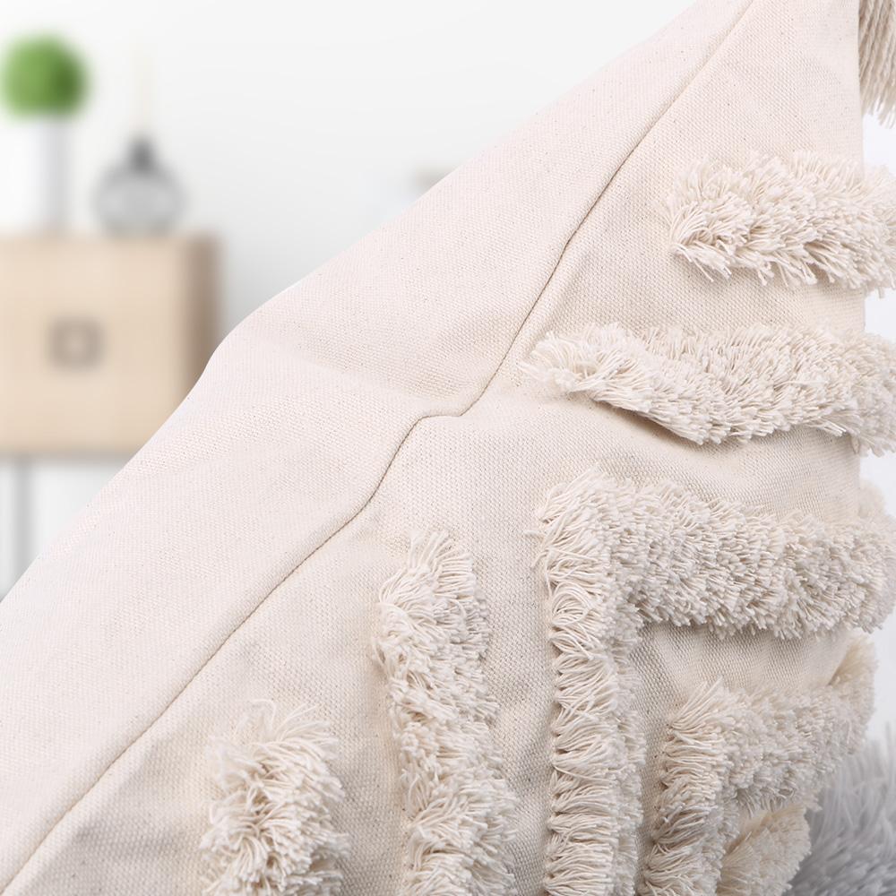 Home Decor Boho  Pillowcase With Tassels Handmade Woven Pillowcase Sofa Living Room Decoration Beige Tassels Cushion Cover